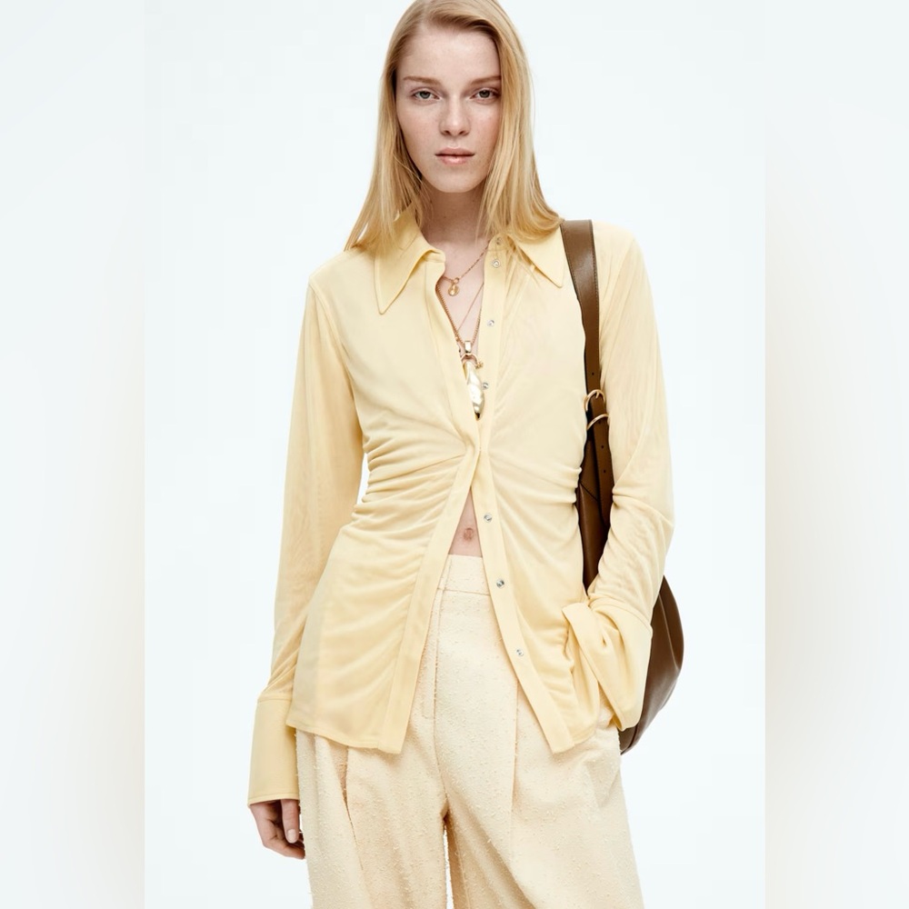 H&M Edition Ruffled Pale Yellow Tunic Blouse